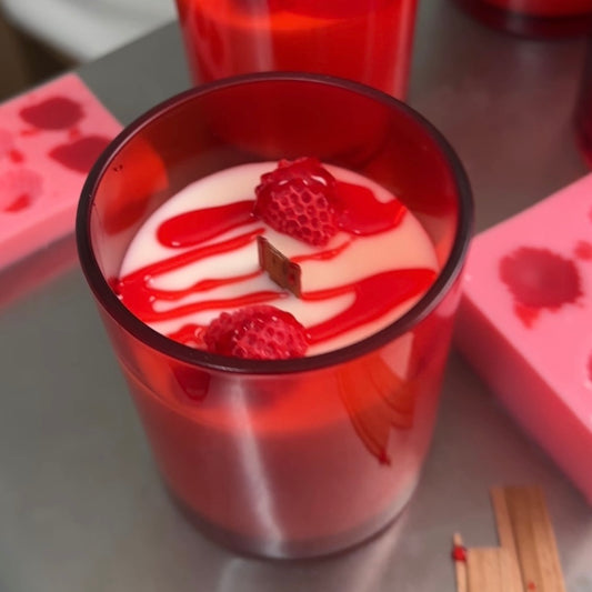 Strawberry Shortcake | Vanilla Cake, Strawberries + Cream | Hand Poured Candle