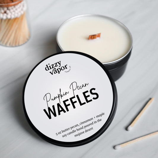 Pumpkin Pecan Waffles Travel Tin | Butter Pecan, Cinnamon & Maple | Hand Poured Soy Candle