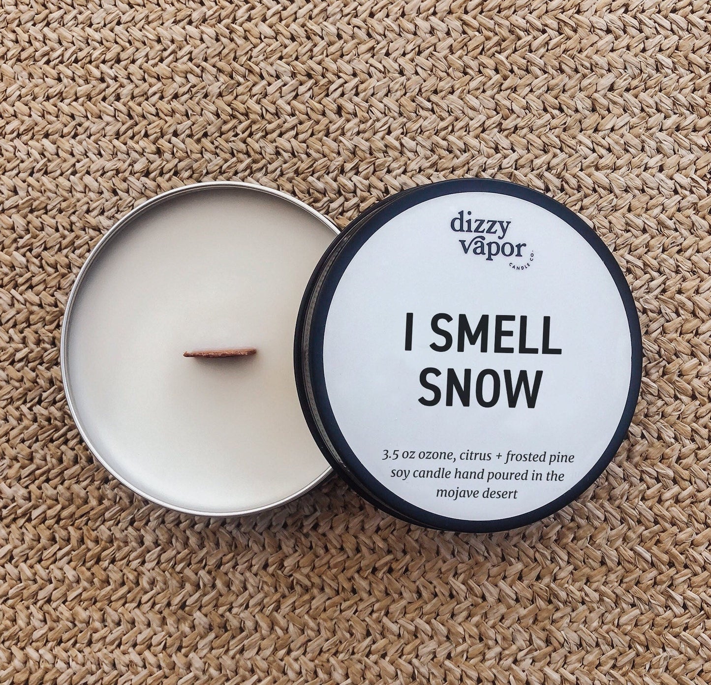 I Smell Snow Travel Tin |  Ozone, Citrus + Frosted Pine Hand Poured Candle