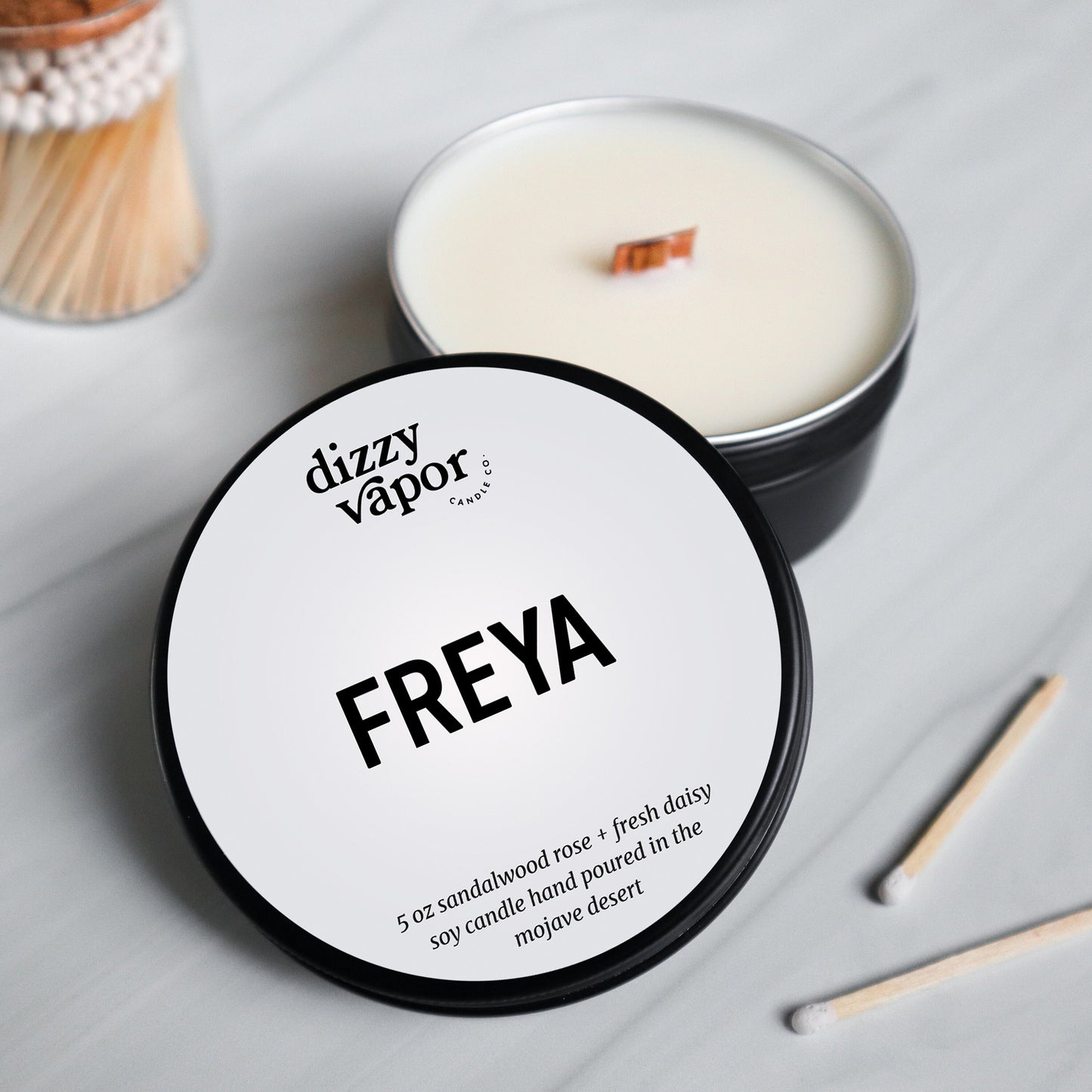 Freya Travel Tin | Sandalwood Rose & Fresh Daisy Hand Poured Soy Candle