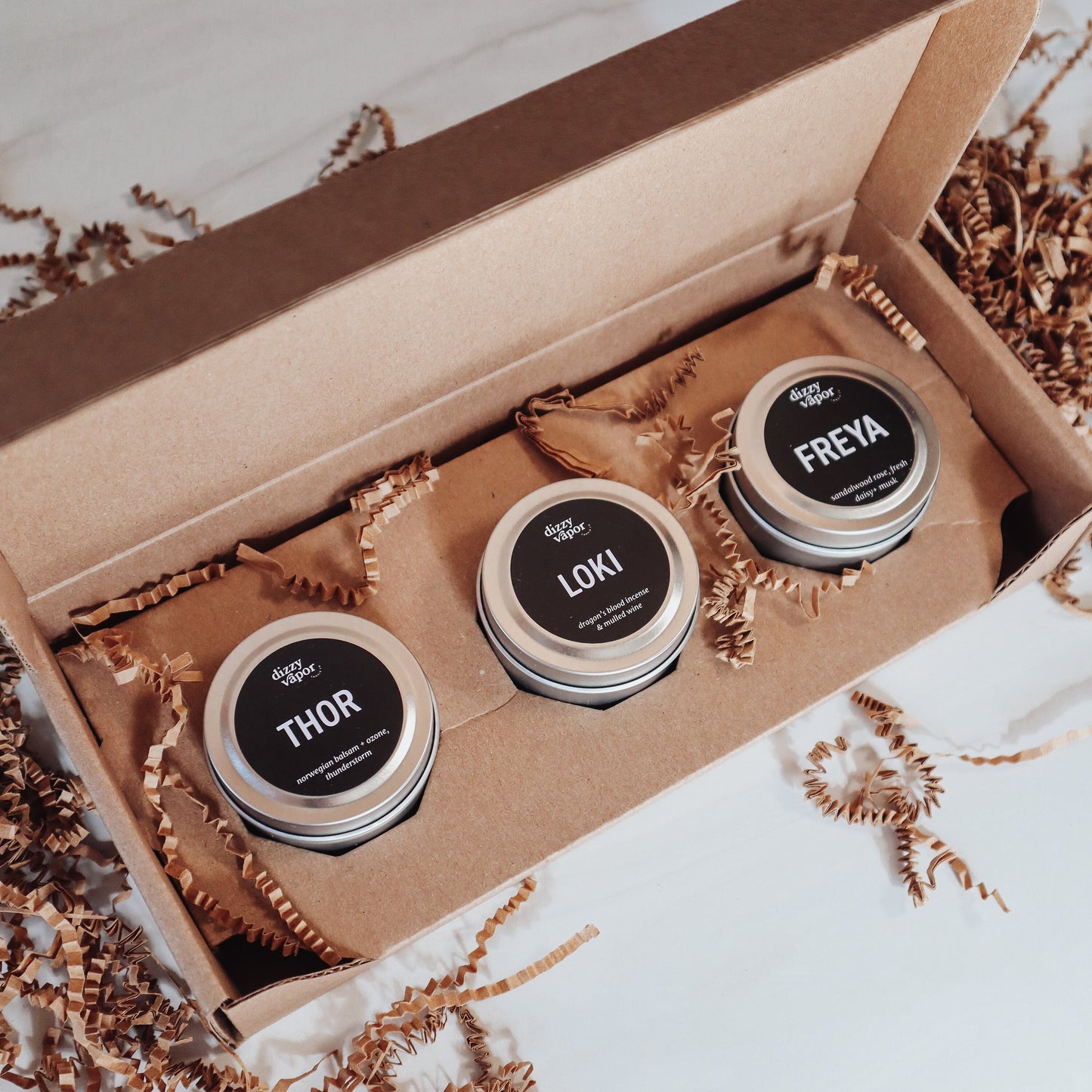 Nordic Discovery Box |  2oz Thor, Loki & Freya Wooden Wick Soy Candles