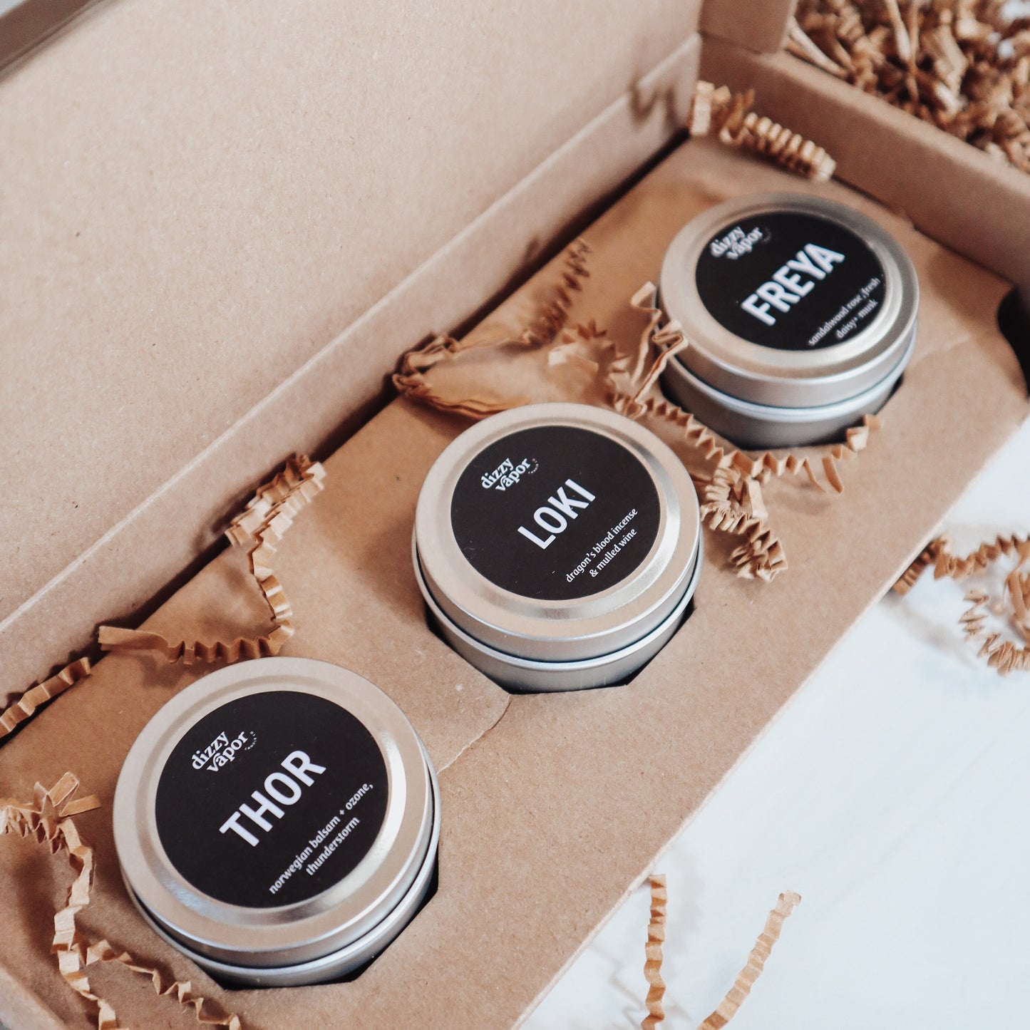 Nordic Discovery Box |  2oz Thor, Loki & Freya Wooden Wick Soy Candles